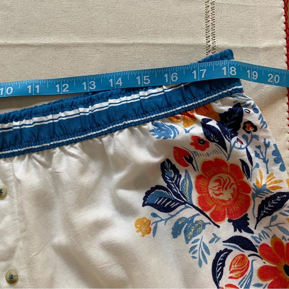 Anthropologie White Blue Orange Floral Print Pajama Pants XL - Picture 12 of 16